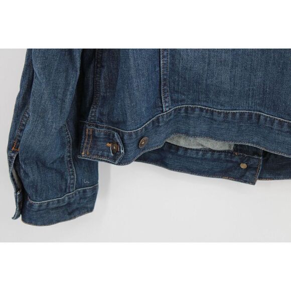 LL Bean Womens Denim Jacket Size L Blue Trucker Jean - Picture 7 of 10